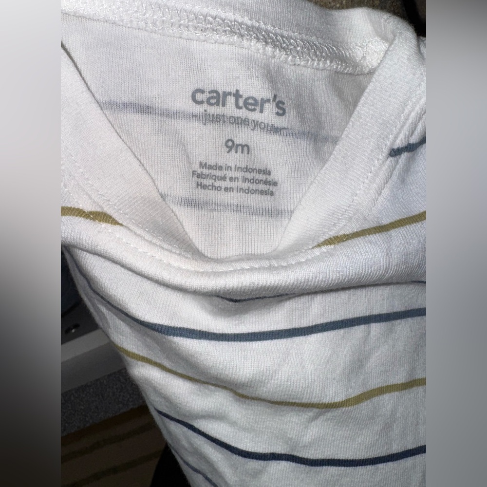 Carter’s 2 Piece Teddy Bear Overalls and Striped Shirt Set 6-9 Months - Picture 6 of 7